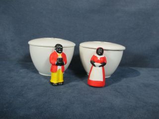 Aunt Jemima Uncle Mose Creamer Sugar Bowl Ceramic Black Americana Set Of 2