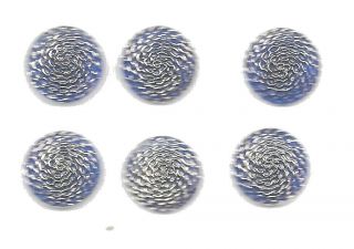 Set Of 6 Deep Blue Glass Buttons With Gold Swirl - - 7/8 "