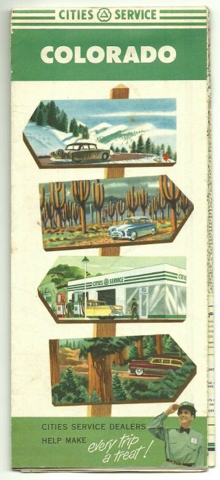 1955 Cities Service Colorado Road Map