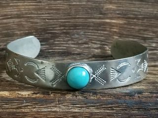 Fred Harvey Era Navajo Silver Turquoise Cuff Bracelet