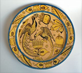 Old Tonala Mexican Fantasia Plate Tlaquepaque Vintage Mexico Pottery 1930 