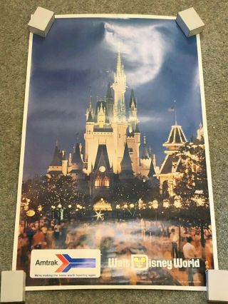 Amtrak Walt Disney World 1970s Travel Poster