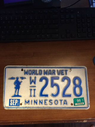 Minnesota World War Ii Veteran License Plate Rare