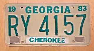 1983 Georgia Auto License Plate " Ry 4157 " Ga 83 Cherokee County
