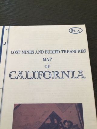 Vintage 1968 LOST MINES AND BURIED TREASURES MAP OF CALIFORNIA. 2