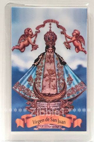 Virgen De San Juan (la Magnifica),  Plastic Enclosed Holy Devotional Prayer Card