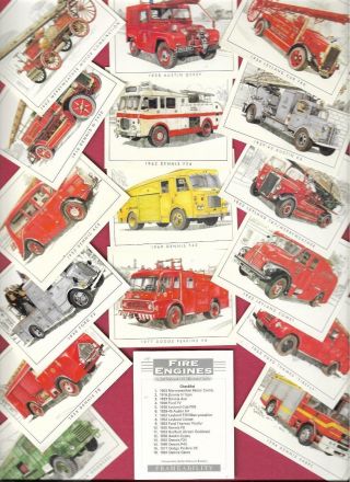 Full Set 16 Cards Fire Engines Fire Fire By Framability Like Cigarette Cards