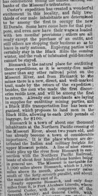 BLACK HILLS EXPEDITION - GEN.  CUSTER Indepth 1874 Newspaper LOUISIANA RACE WAR 3