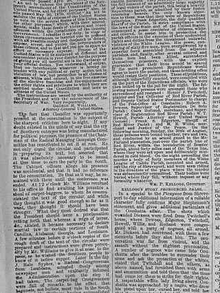 BLACK HILLS EXPEDITION - GEN.  CUSTER Indepth 1874 Newspaper LOUISIANA RACE WAR 5