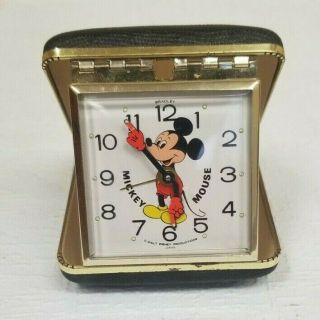 Bradley Vintage Mickey Mouse Travel Alarm Clock Walt Disney W/box