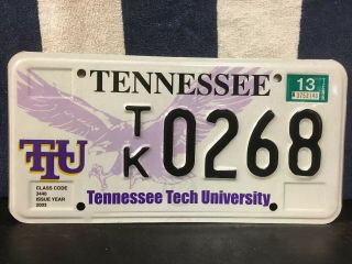 2013 Tennessee Tech University License Plate