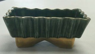 Upco Usa Hand Painted Green Planter Vase Decorated In 23k Gold