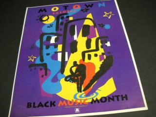 Black Music 1991 Promo Poster Ad Motown Salutes Black Music Month