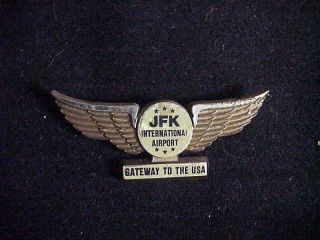 Jfk International Airport Gateway To The Usa Souvenir Plastic Pilot Wings Pin