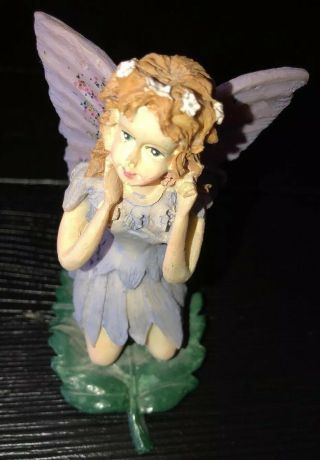 Purple Fairy On Green Leaf By Magic Creations Vintage 1996 Figurine 3.  5 " Resin