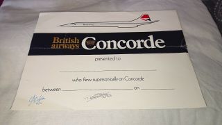 1982 British Airways Concorde Flight Certificate