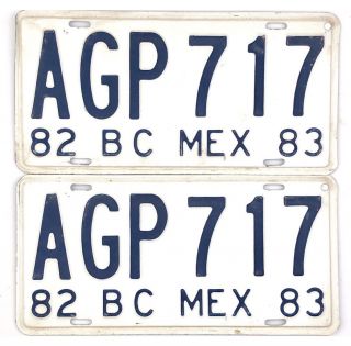 1982 - 1983 Baja California Mexico License Plate Pair Agp - 717 Plates