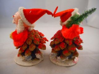 Set of 2 Vintage Christmas Tree Ornaments Santa Claus Pine Cone Chenille 4