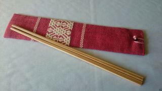 Japanese Wooden Chopstick Cotton Case Handmade In Japan For Special Gift