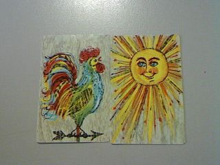 2 Swap/playing Card - Pair Bird Rooster On Weather Vane & Sun