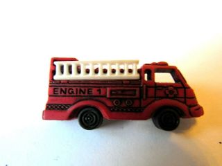 Vintage Fire Engine Truck Red W/ White Ladder Plastic Shank Button - 1 1/2 "