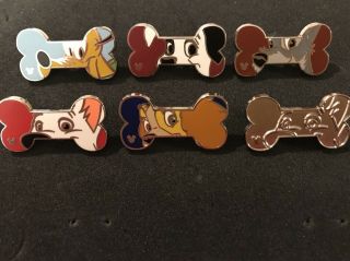 Disney Wdw 2017 Hidden Mickey Series Complete Dog Bone Pin Set With Chaser