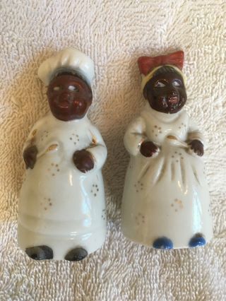 Vintage Black Aunt Jemima & Uncle Moses Cooks Ceramic Bells Nr