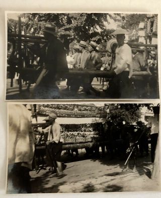 1935 Tsingtao China 2 Photos Chinese Generals Funeral 30 Men & Casket