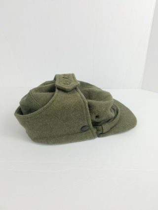 Vintage Green Russian Military Hat with Pin Ear Flaps Size 58 Russia Cap Hipster 8
