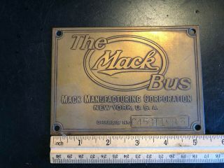 The Mack Bus Mack Manufacturing Corporation York Brass Cab Plate Rare