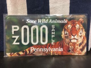 Pennsylvania Sample License Plate (save Wild Animals)