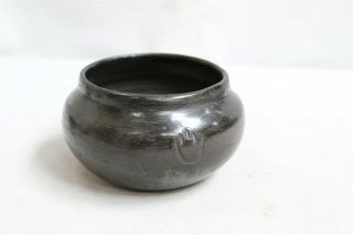 Old Santa Clara Pueblo Carved Bear Claw Black Indian Pottery Bowl Signed Rare