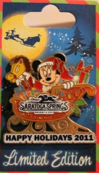 Disney Wdw Happy Holidays 2011 Card Saratoga Resort Minnie Christmas Le 1000 Pin
