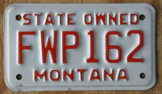 Montana State Owned Fish And Game Motorcycle License Plate 1979 Fwp162