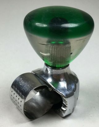 Vintage Green and Clear Steering Wheel (Spinner) / Suicide Knob Chrome Knob 2