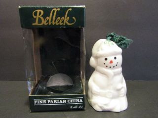 Belleek 1998 Santa Snowman Fine Parian China Christmas Ornament Shamrock B2337