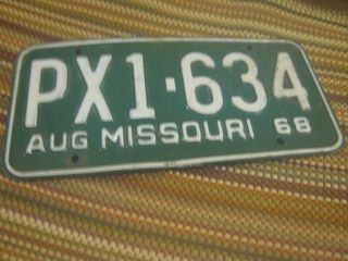 Aug 1968 Missouri Px1 634 Green License Plate Only One Good For Decor