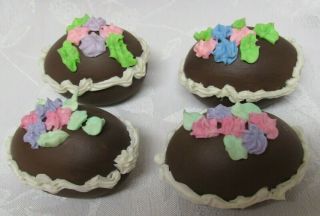 Set Of 4 Vintage Ceramic Decorated Chocolate Easter Eggs