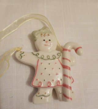 Lenox Classics Gingerbread Girl Holding Candy Cane Christmas Ornament