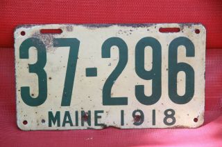 1918 Maine License Plate 