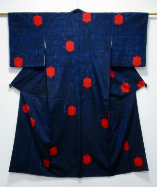 Japanese Kimono Silk Tsumugi / Dark Indigo Blue / / Silk Fabric /26