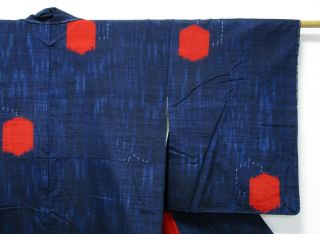 JAPANESE KIMONO SILK TSUMUGI / DARK INDIGO BLUE / / SILK FABRIC /26 3