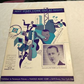 Sheet036 Sheet Music Piano Uke Why Stars Come Out At Night Ray Noble C1935