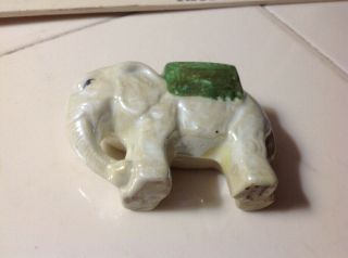 VINTAGE PORCELAIN ELEPHANT FIGURE PIN CUSHION MADE IN JAPAN TRUNK DOWN 5