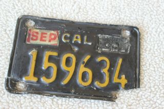 Vintage Black California License Plate Motorcycle 1963