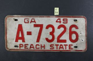 Vintage 1949 Georgia License Plate A - 7326 Peach State (t - 26