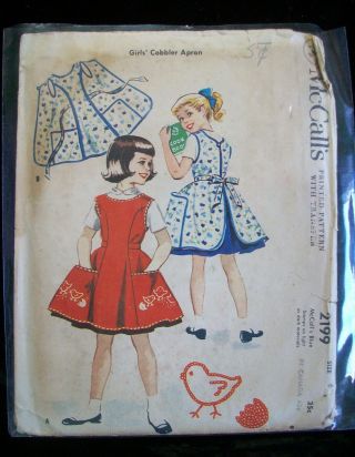Vintage 1957 Mccalls Pattern 2199 Size 6 Girls Cobbler Apron Uncut