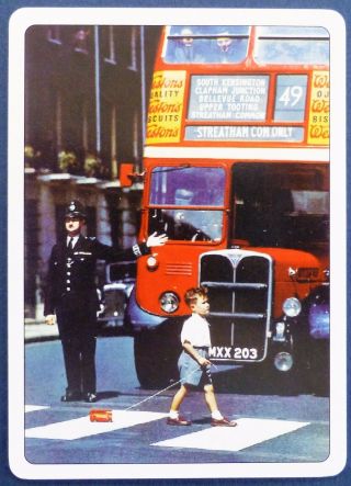 Swap Card.  London Double - Decker Bus.  British Humour Vintage Postcard.  Wide.