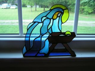 Stained Glass Manger Scene,  Mary And Baby Jesus