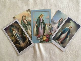 Special 5 Catholic Vintage Holy Cards Sweet Images Of Mary Blessed Mother